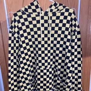 Yellow Checkered Print Hoodie